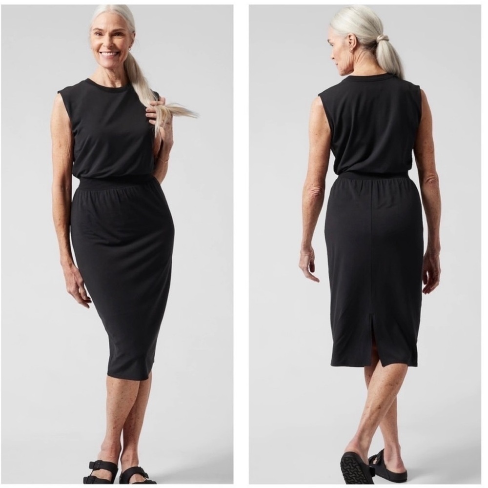 Athleta Black Sleeveless Midi Dress